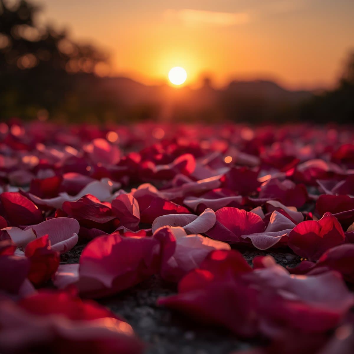 Rose petals at sunset — Vrindavan